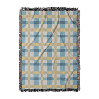 Monroe Plaid Blue & Yellow in Large (80" x 60") Size