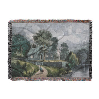 Cottage By The Cliff Woven Throw Blanket