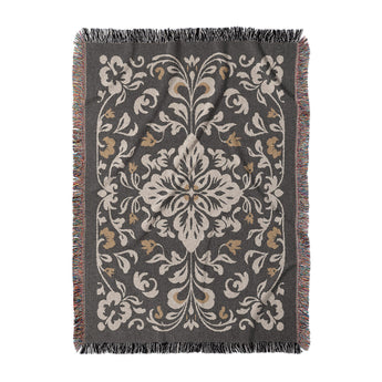 Annette Vintage Black & Yellow Woven Throw Blanket