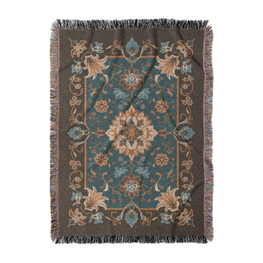 Miriam Dark Teal & Brown in Large (80" x 60") Size