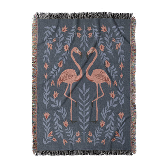 Flamingo Friends Navy in Large (80" x 60") Size