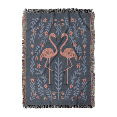 Flamingo Friends Navy in Large (80" x 60") Size