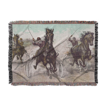 Thoroughbred Race For Blood Woven Throw Blanket