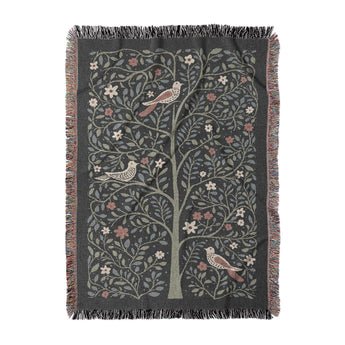 Birds In A Tree Woven Throw Blanket