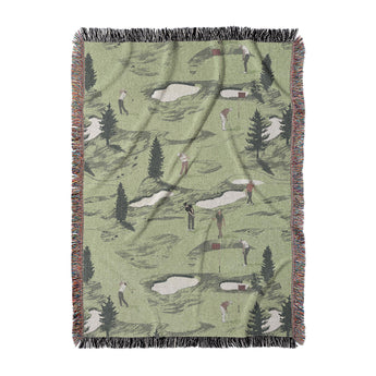Out On The Links Woven Throw Blanket