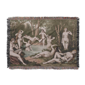 Female Bathers Woven Throw Blanket