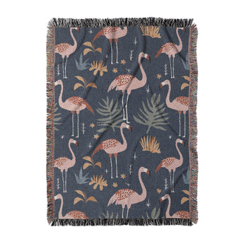 Flamingo Paradise Woven Throw Blanket