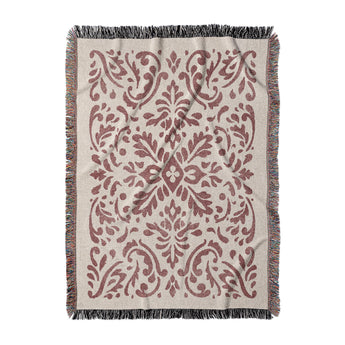 Floranna Ivory & Red Woven Throw Blanket