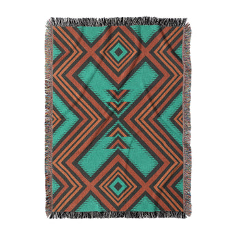 Pancho Turquoise & Vermillion in Large (80" x 60") Size
