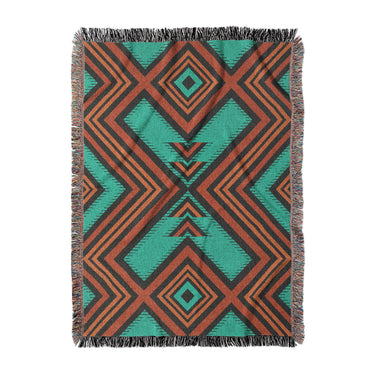 Pancho Turquoise & Vermillion in Large (80" x 60") Size
