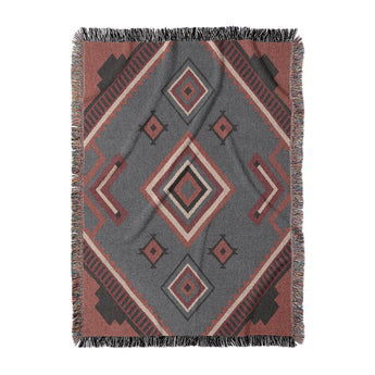 Mehdi Blue & Orange Woven Throw Blanket