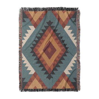 Zareen Blue & Orange Woven Throw Blanket