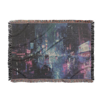 Dystopia Cityscape Woven Throw Blanket