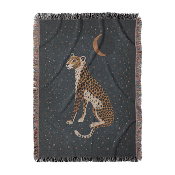 Night Cheetah Woven Throw Blanket