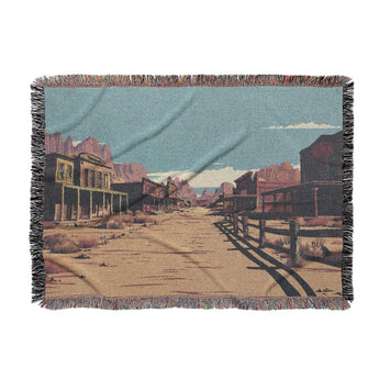 Southwestern Ghost Town Woven Throw Blanket