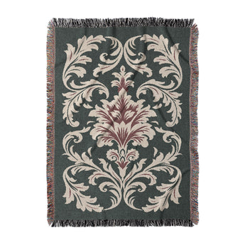 Aubrey Forest Green & Red Woven Throw Blanket