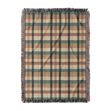 Brenton Plaid Taupe Teal in Large (80" x 60") Size