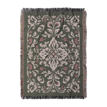 Annette Green & Coral Woven Throw Blanket