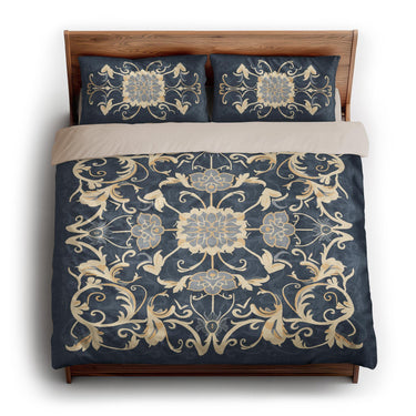 Belinda Navy & Ivory king - microfiber - Natural Backing