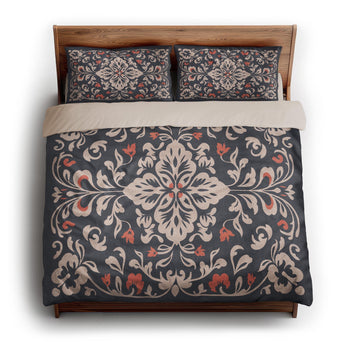 Annette Navy & Orange king - microfiber - Natural Backing