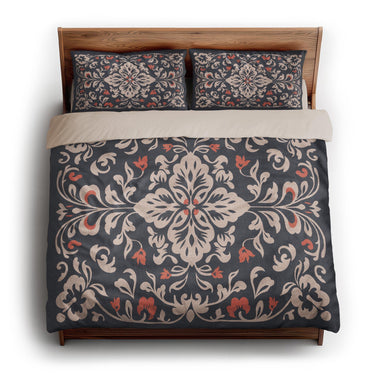 Annette Navy & Orange king - microfiber - Natural Backing