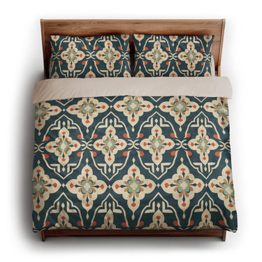 Merrin Blue & Ivory king - microfiber - Natural Backing