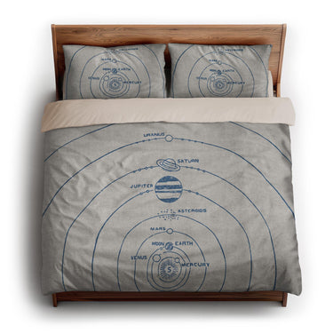 Solar System Blue & Ivory king - microfiber - Natural Backing