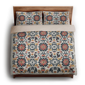 Georgiana Navy & Red king - microfiber - Natural Backing