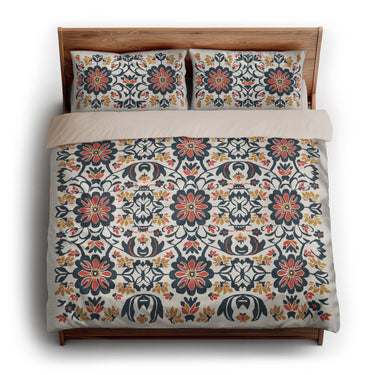 Georgiana Navy & Red king - microfiber - Natural Backing