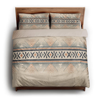 Loxcie Ivory & Blue king - microfiber - Natural Backing