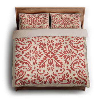 Floranna Ivory & Red king - microfiber - Natural Backing