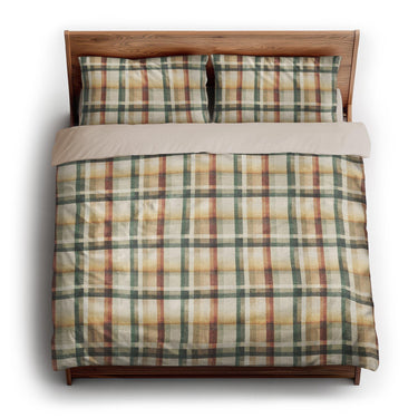 Madras Plaid Taupe Green king - microfiber - Natural Backing