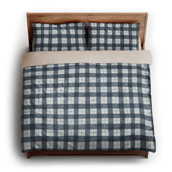Wallace Plaid Blue & Teal king - microfiber - Natural Backing