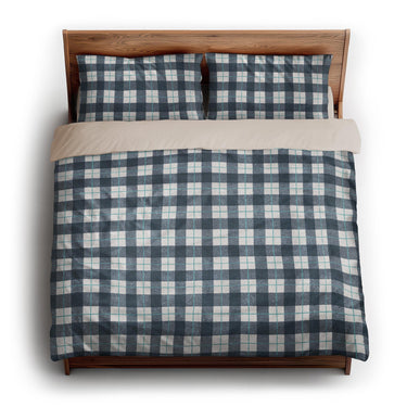 Wallace Plaid Blue & Teal king - microfiber - Natural Backing