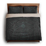 Solar System Charcoal & Teal king - microfiber - Natural Backing