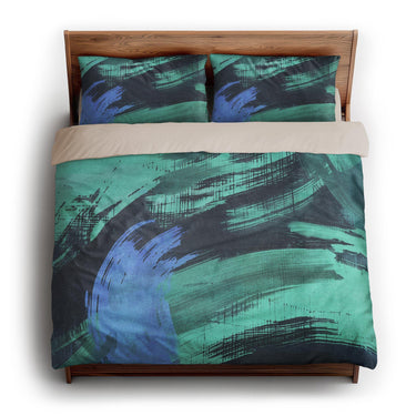 Tethys Navy & Seafoam king - microfiber - Natural Backing