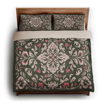 Annette Green & Coral king - microfiber - Natural Backing