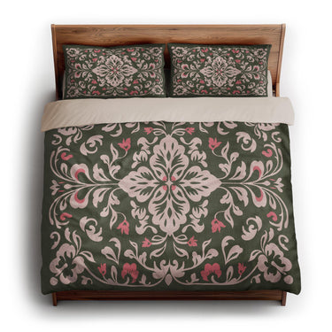 Annette Green & Coral king - microfiber - Natural Backing