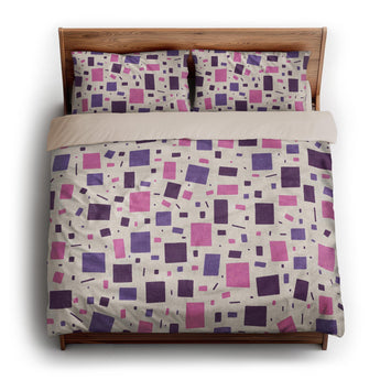 Geometric Confetti Purple & Pink king - microfiber - Natural Backing