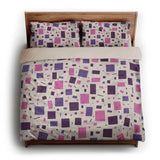 Geometric Confetti Purple & Pink king - microfiber - Natural Backing
