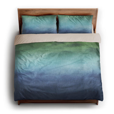 Micah Watercolor Blue & Green king - microfiber - Natural Backing