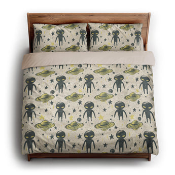 Space Aliens king - microfiber - Natural Backing