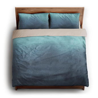 Kieran Watercolor Teal Ombre king - microfiber - Natural Backing