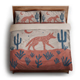 Desert Coyote Denim Blue & Terracotta king - microfiber - Natural Backing