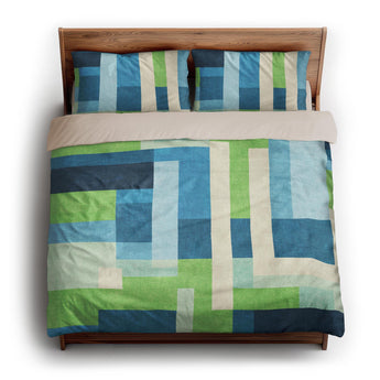 Henry Blue & Green king - microfiber - Natural Backing