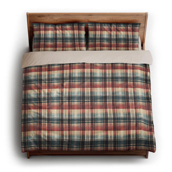 Monaghan Plaid Blue & Red king - microfiber - Natural Backing