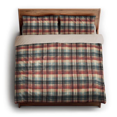 Monaghan Plaid Blue & Red king - microfiber - Natural Backing