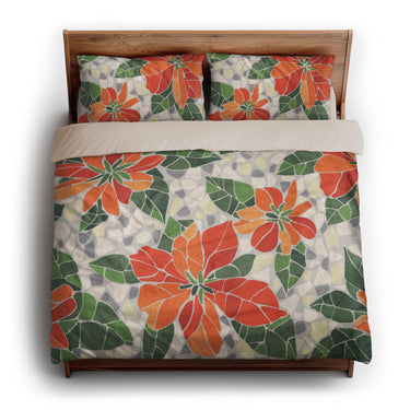 Mosaic Poinsettia Orange king - microfiber - Natural Backing