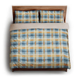 Monroe Plaid Blue & Yellow king - microfiber - Natural Backing