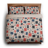 Geometric Confetti Blue & Red king - microfiber - Natural Backing